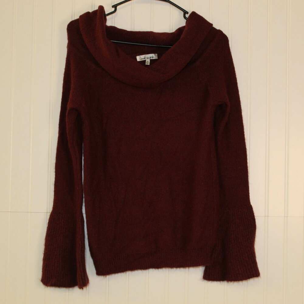 Love More Burgundy Cowl Neck Sweater Size XS